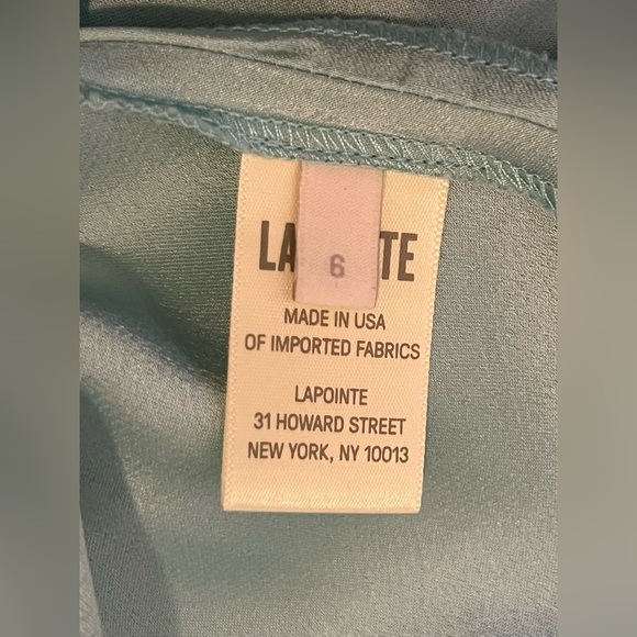 Lapointe Blue Satin Halter A-Line Gown Long Dress Size 6 - Picture 7 of 13